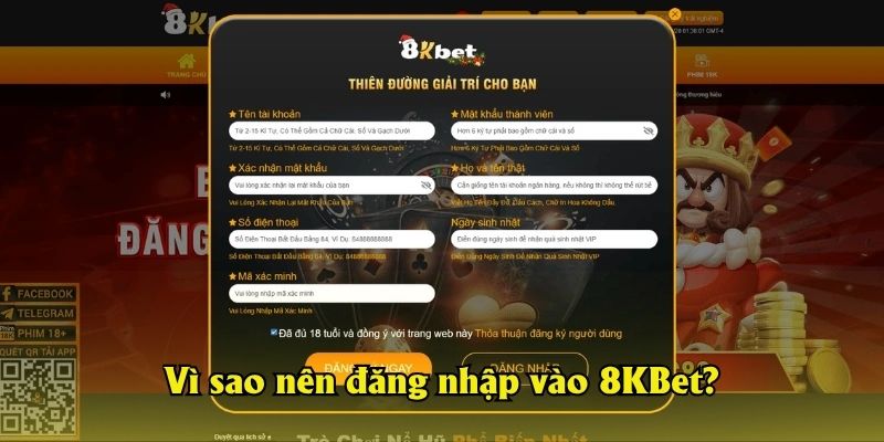 Vì sao nên đăng nhập vào 8KBet?